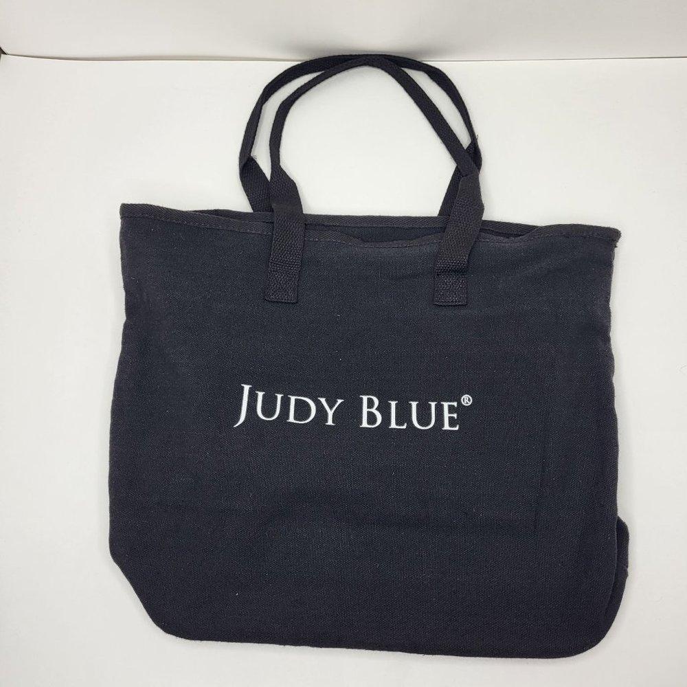 Judy Blue Jeans Black‎ Canvas Tote Bag Zippered Closure & Zippered Innes Pocket